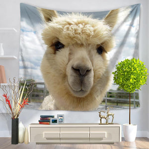 Lovely Alpaca Animal Series Tapestry Sandy Beach Sit Carpet GT1095