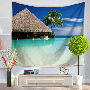 Island Sandy Beach Printing Tapestry Sandy Beach A Piece Of Cloth Sit Carpet GT1069